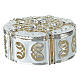 Silvered Metal Rosary Box with Floral Patterns and Zircons s4