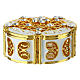 Golden rosary box with decorative patterns and rhinestones s1