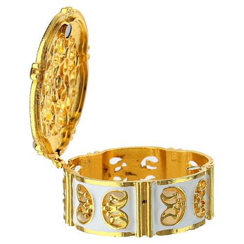 Golden Rosary Box with Swirls and Zircons 2