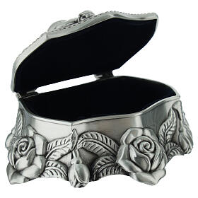 Rosenkranzetui mit erhabenen Rosenmotiven, 10 × 8 × 4 cm