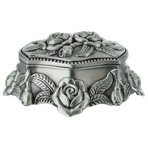 Caja para rosario con rosas en relieve 10x8x4 cm 1
