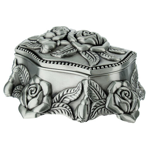 Caja para rosario con rosas en relieve 10x8x4 cm 4