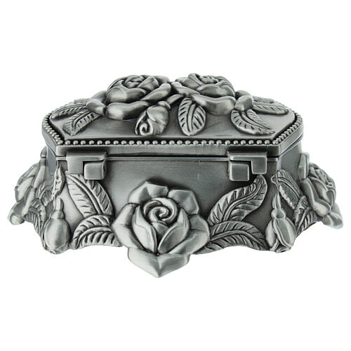 Caja para rosario con rosas en relieve 10x8x4 cm 5
