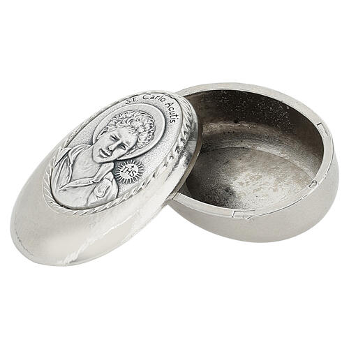 Portarosario ovale argentato Carlo Acutis 50x30 mm zama 2