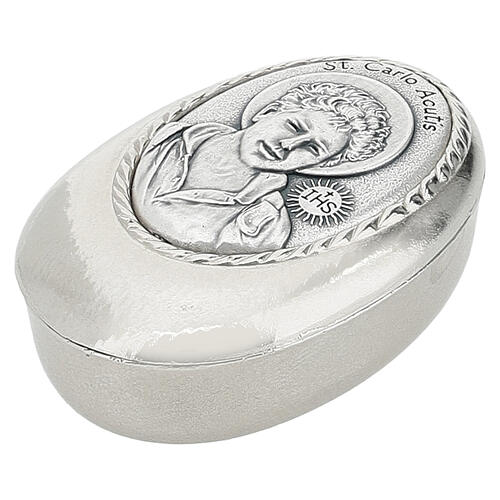 Portarosario ovale argentato Carlo Acutis 50x30 mm zama 3