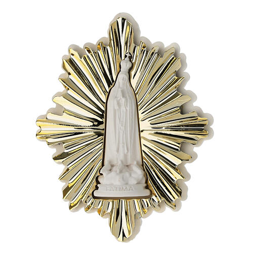 Virgen de Fátima caja para rosario resina en forma de corona de rayos 9x7x2 cm 4