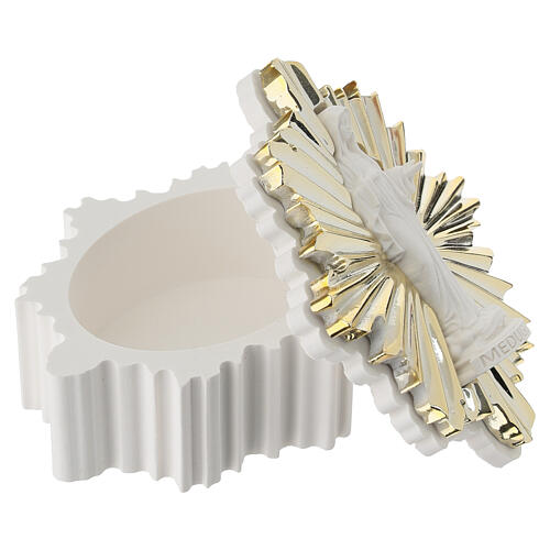 Caja para rosario Virgen de Medjugorje corona de rayos color oro 9x7x2 cm 3