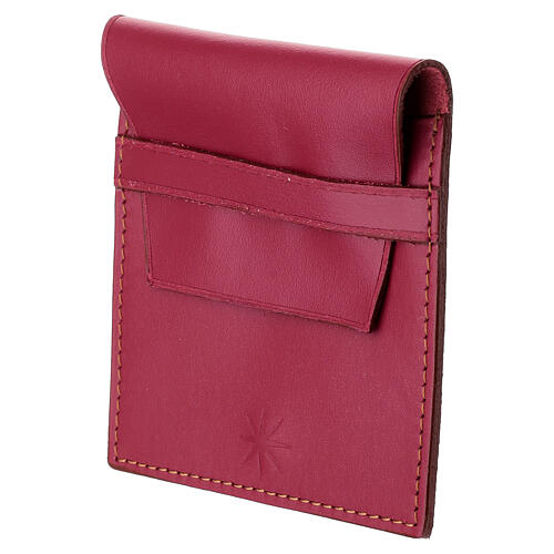Red rosary case with pocket closure, 9x8 cm 2