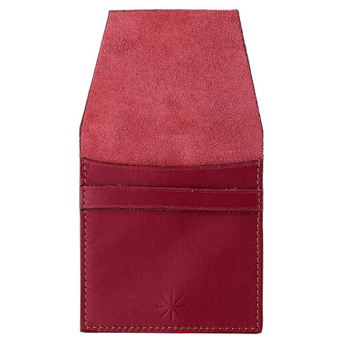 Red rosary case with pocket closure, 9x8 cm 3