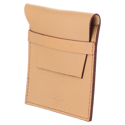 Estojo para terço com fecho de bolso bege 9x8 cm 2