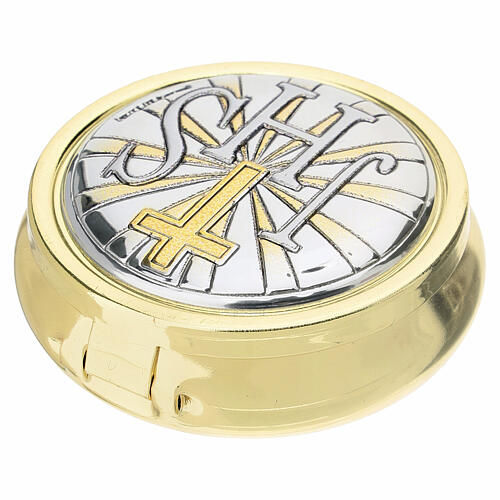Etui na różaniec Valenti z monogramem JHS, metalowe, na paciorki 4 mm 3