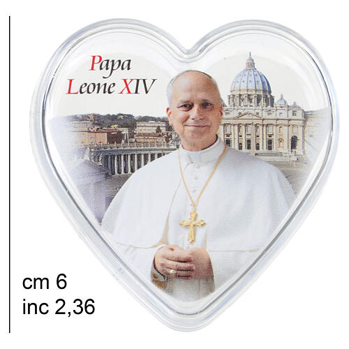 Scatola portarosario Papa Leone XIV a forma di cuore 5X5 cm 3