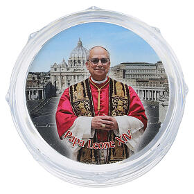 Scatola portarosario ottagonale con immagine Papa Leone 2,5x6 cm
