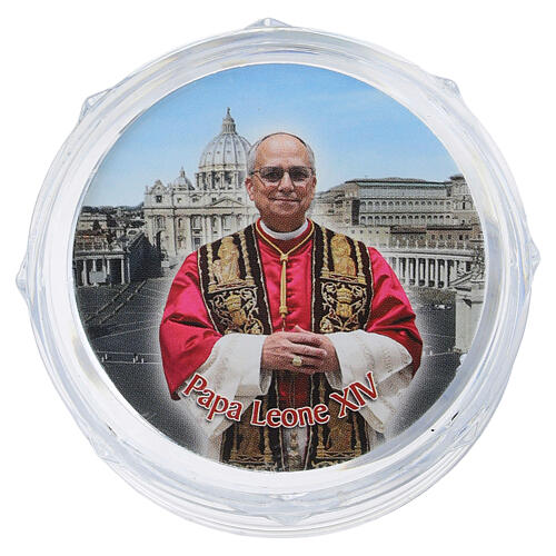Scatola portarosario ottagonale con immagine Papa Leone 2,5x6 cm 1