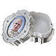 Rosenkranzetui aus Metall Papst Leo XIV mit transparentem Rosenkranz 4 mm s6
