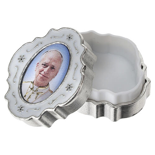 Caixa para terço em metal Papa Leão XIV com terço 4 mm transparente 6