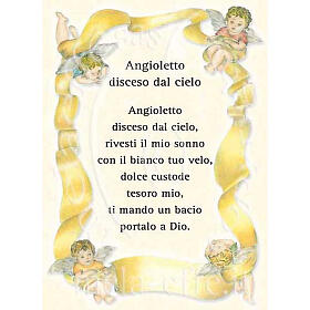 Glückwunschkarte mit Text in italienischer Sprache, "Angioletto disceso dal cielo"