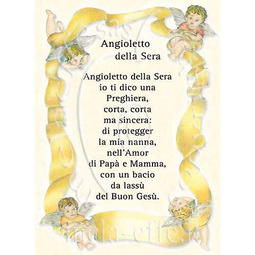 Glückwunschkarte mit Text in italienischer Sprache, "Angioletto della Sera" 1