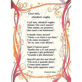 Glückwunschkarte mit Text in italienischer Sprache, "Cuor mio, chiederti voglio"