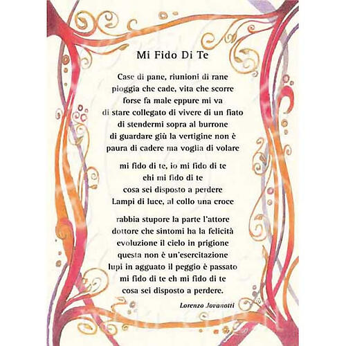 Glückwunschkarte mit Text in italienischer Sprache, "Mi Fido di Te" von Lorenzo Jovanotti 1