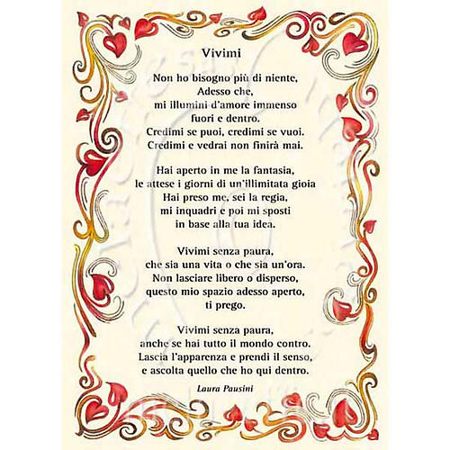 Glückwunschkarte mit Text in italienischer Sprache, "Vivimi" von Laura Pausini 1