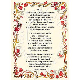 Glückwunschkarte mit Text in italienischer Sprache, "A Te" von Lorenzo Jovanotti