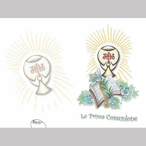 Lily, Chalice and Book First Communion card 1