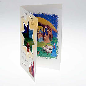 Christmas wishes card, scroll with birth of Jesus