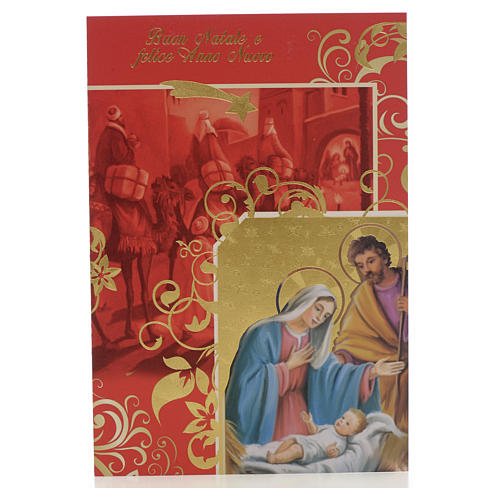 Kartka z życzeniami Bożonarodzeniowa święta Rodzina i Trzej Królowie 1