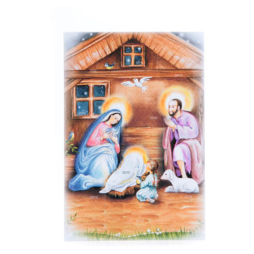 Kartka z nadrukowanymi życzeniami i kalendarzem Nowenna Bożego Narodzenia 1