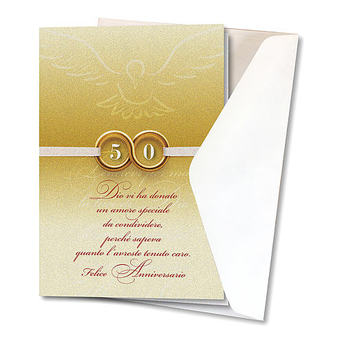 Greeting card in pearl paper 50th Wedding Anniversary Rings 2