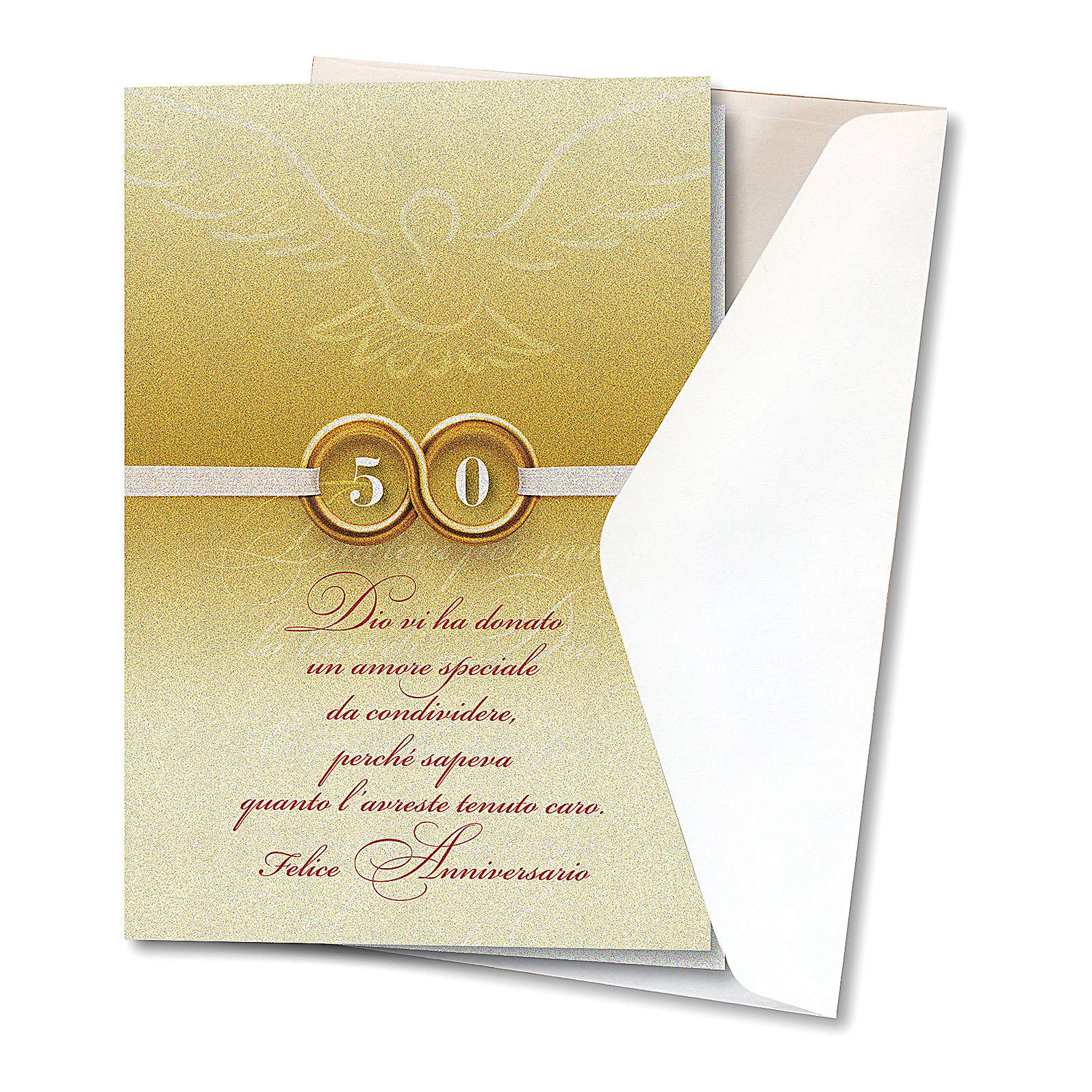 Tarjeta Felicitaciones Papel Perlado Para 50 Aniversario Venta Online En Holyart