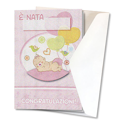 Glückwunschkarte zur Geburt eines Mädchens mit Text in italienischer Sprache 2