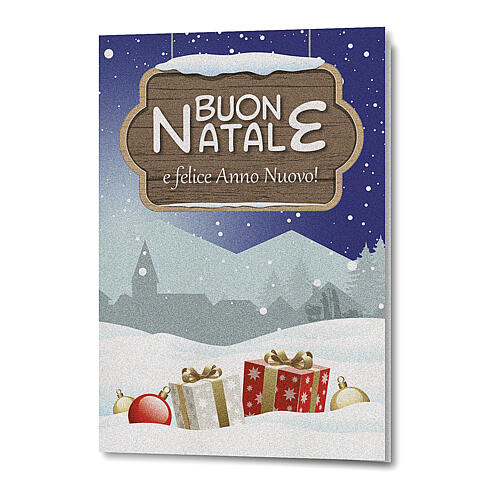 Glückwunschkarte mit Weihnachts- und Neujahrsgrüßen, Text in italienischer Sprache 1