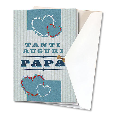 Greeting card in pearl paper Father's Day Colourful Hearts 2
