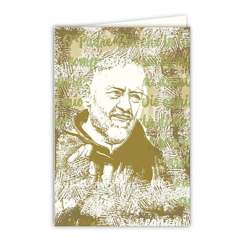 Biglietto auguri San Pio acquarello 1
