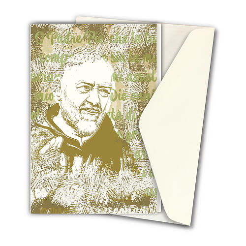 Biglietto auguri San Pio acquarello 2