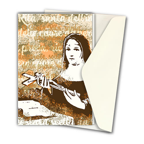 Biglietto auguri con stampa Santa Rita da Cascia 2