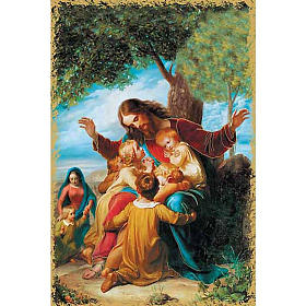 Heiligenbildchen Jesus mit Kindern