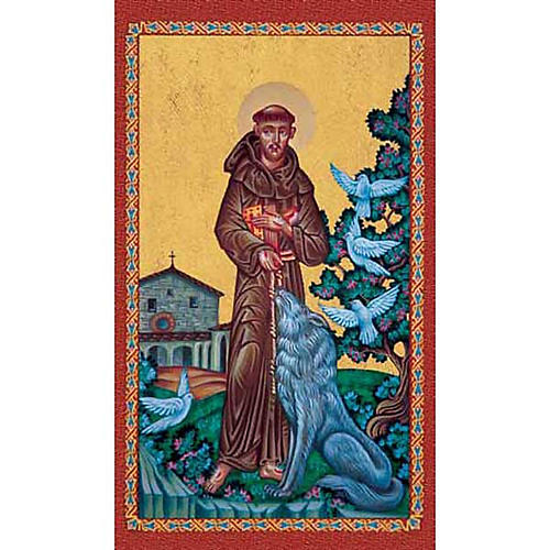 Holy card, St Francis and the wolf 1