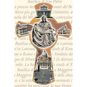 Holy Card with cross and Roman Basilicas