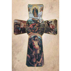 Heiligenbildchen, Erzengel Michael und Kreuz