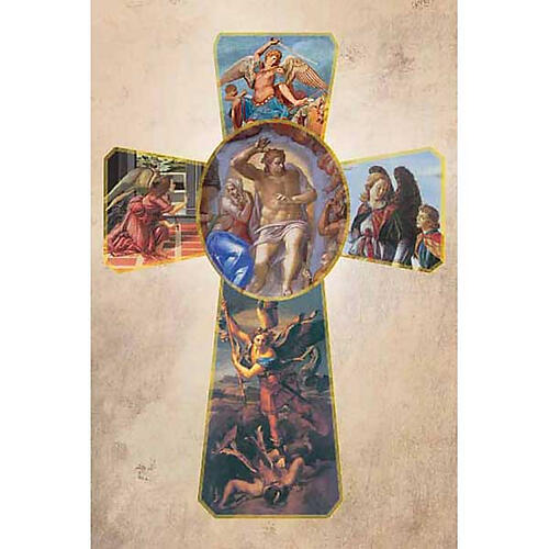 Heiligenbildchen, Darstellungen der Erzengel und Kreuz 1