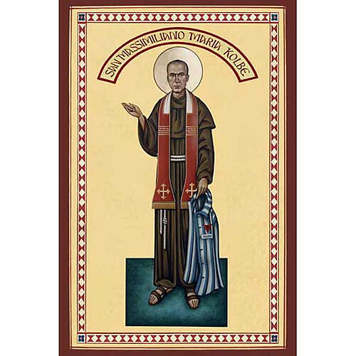 Heiligenbildchen, Maximilian Kolbe, Schiftzug San Massimiliano Maria Kolbe 1