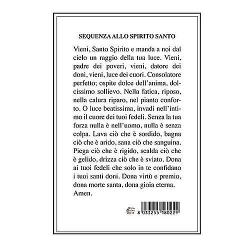 Santinho Espírito Santo com oração italiano no verso 2