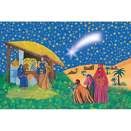 Holy Card, nativity with Wise Kings 1