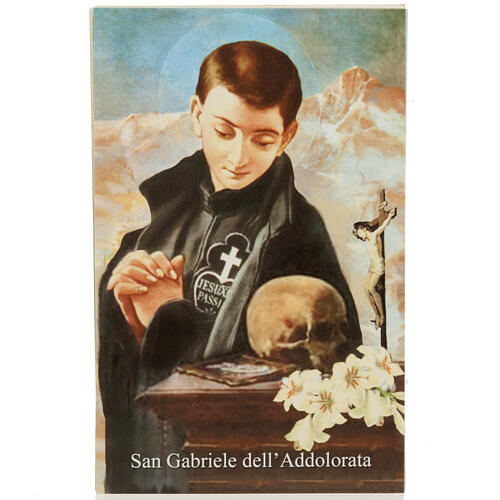 Heiligenbildchen, Heiliger Gabriel von der schmerzhaften Muttergottes, Gebet in italienischer Sprache 1