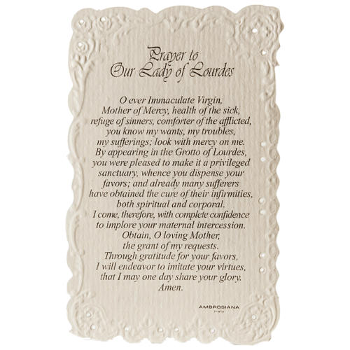 Holy card, Our Lady of Lourdes ENGLISH 2
