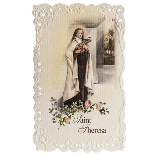 Saint Therese holy card with prayer in English 1