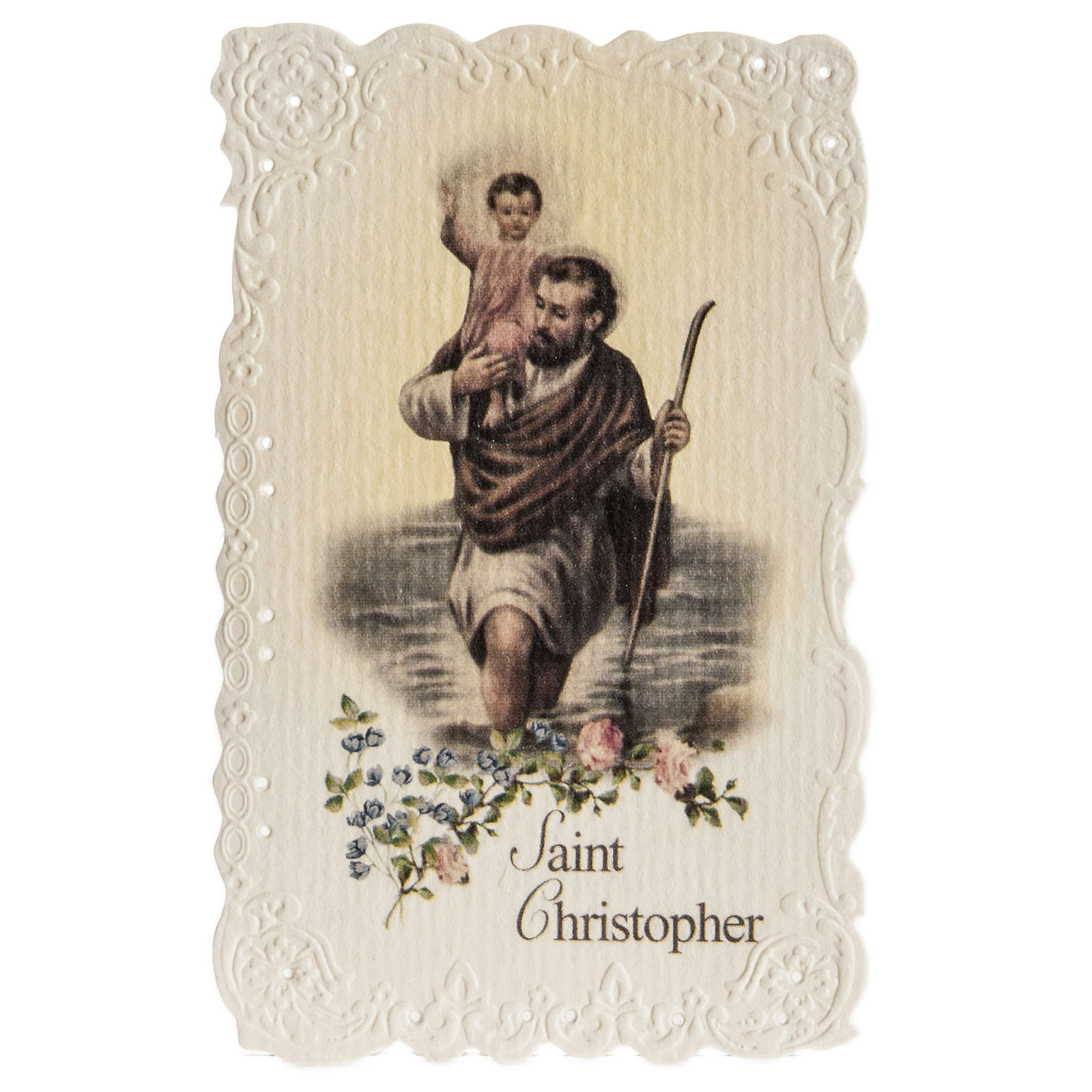Saint Christopher holy card with prayer in ENGLISH